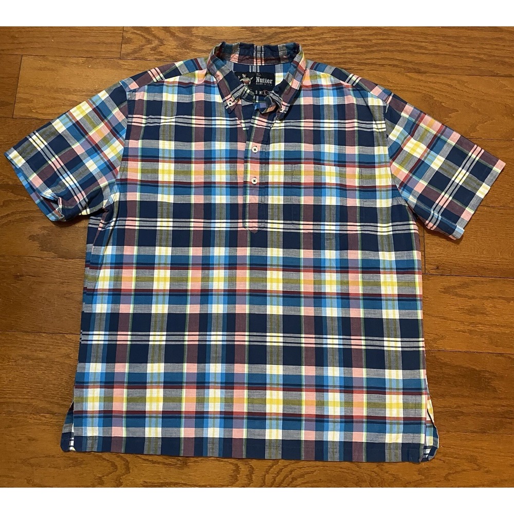 The Nutter by Chubbies 3/4 Button‎ Up Hawaiian Shirt Mens Large Blue Cotton USA